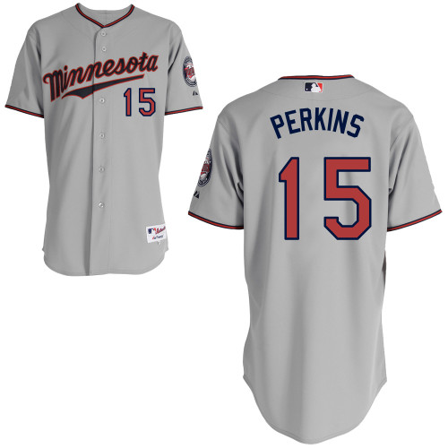 Twins 15 Perkins Grey Cool Base Jerseys