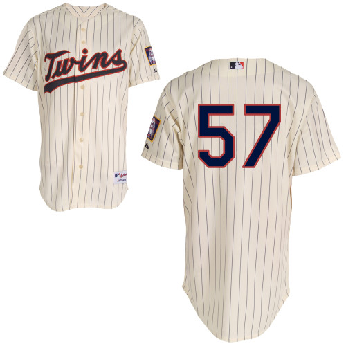 Twins 57 Pressly Cream Cool Base Jerseys
