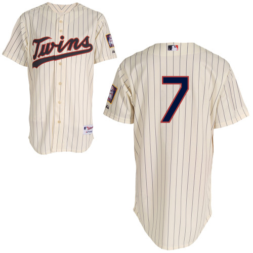 Twins 7 Mauer Cream Cool Base Jerseys