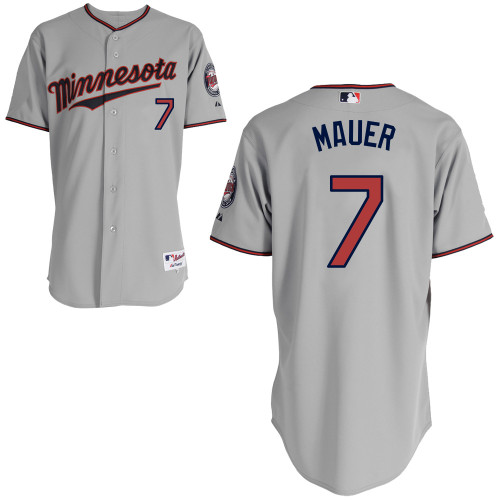 Twins 7 Mauer Grey Cool Base Jerseys