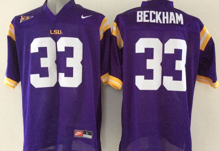 LSU Tigers 33 Beckham Jr Purple College Jersey