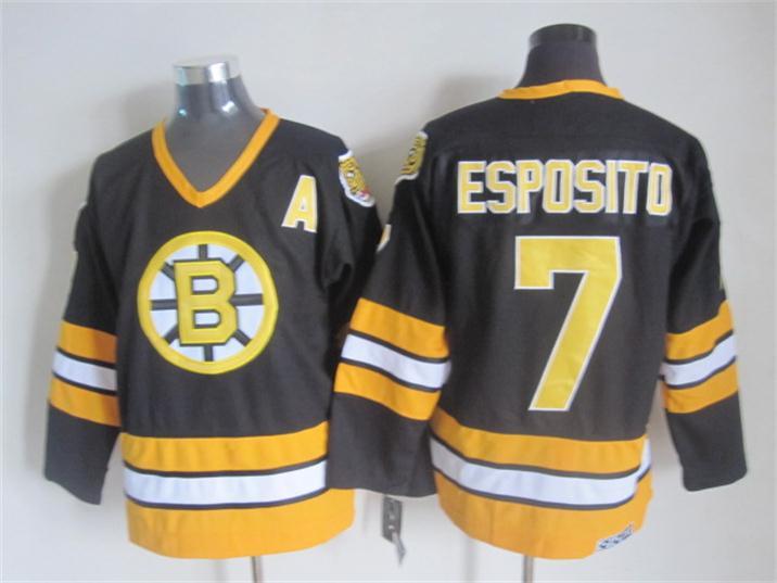 Bruins 7 Esposito Black A Patch CCM Jersey