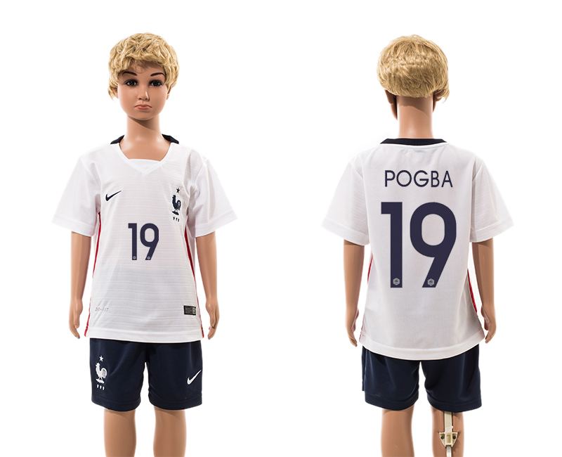 2015-16 France 19 Pogba Away Youth Jersey