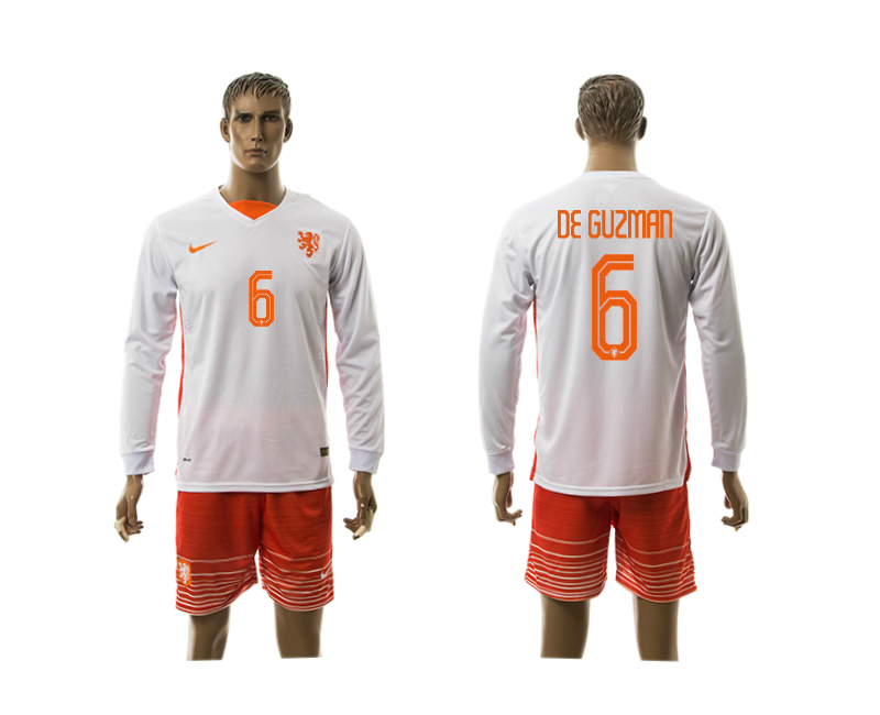 2015-16 Netherlands 6 De Guzman Away Long Sleeve Jersey