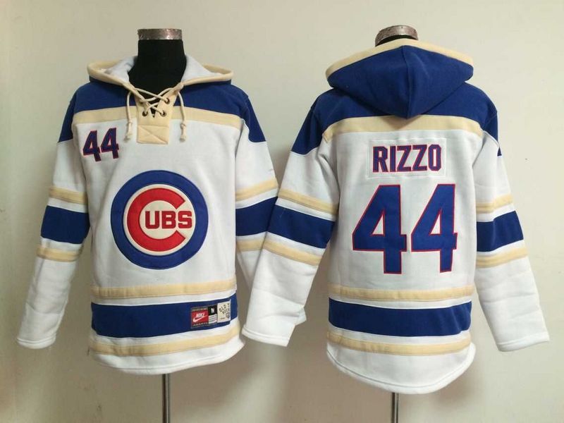 Cubs 44 Anthony Rizzo White All Stitched Hooded Sweatshirt