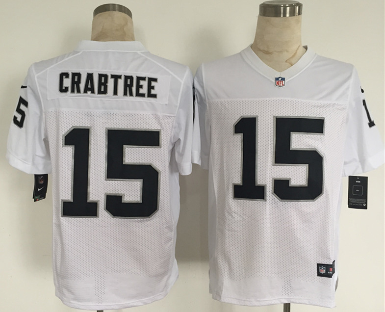 Nike Raiders 15 Crabtree White Elite Jersey Nike Raiders 15 Crabtree White Elite Jersey