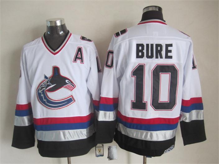 Canucks 10 Bure White A Patch Jersey
