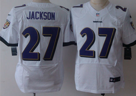 Nike Ravens 27 Asa Jackson White Elite Jersey