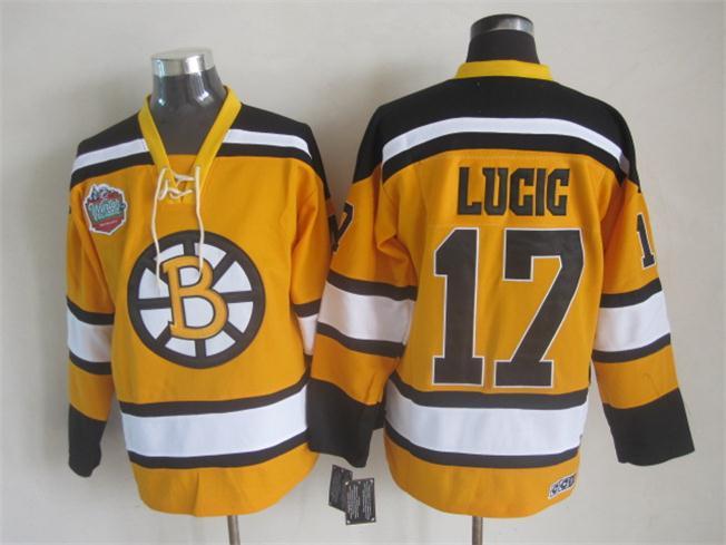 Bruins 17 Lucic Yellow CCM Jersey