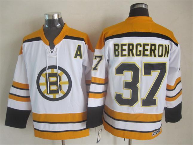 Bruins 37 Bergeron White CCM Jersey
