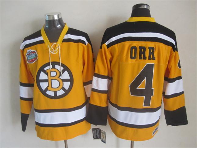 Bruins 4 Orr Yellow CCM Jersey - Click Image to Close