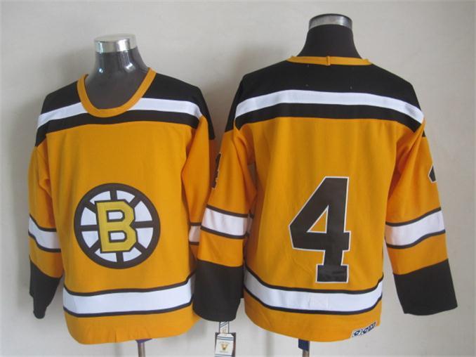 Bruins 4 Orr Yellow Vintage CCM Jersey