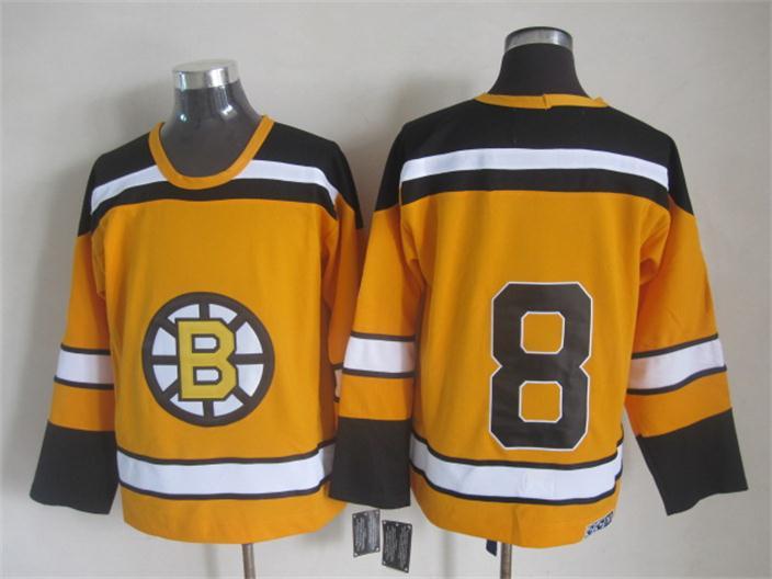 Bruins 8 Neely Yellow Vintage CCM Jersey