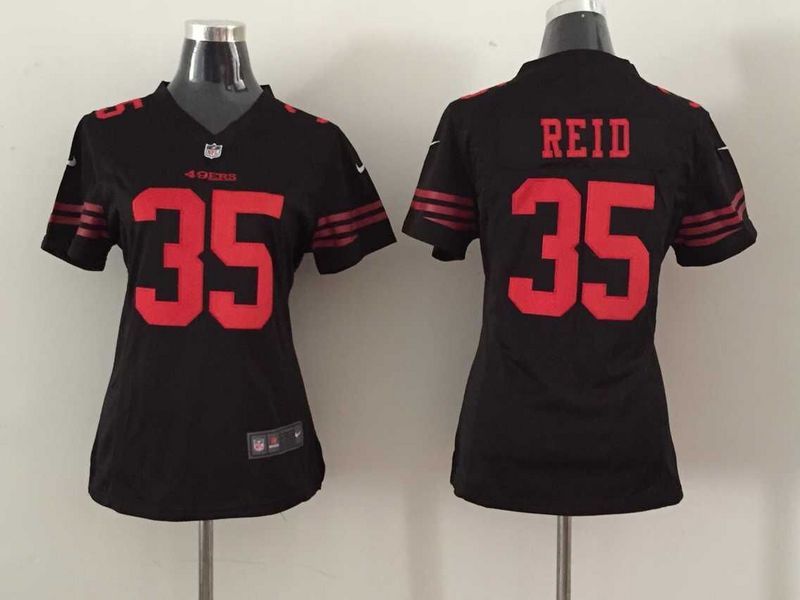 Nike 49ers 35 Reid Black Women Game Jersey