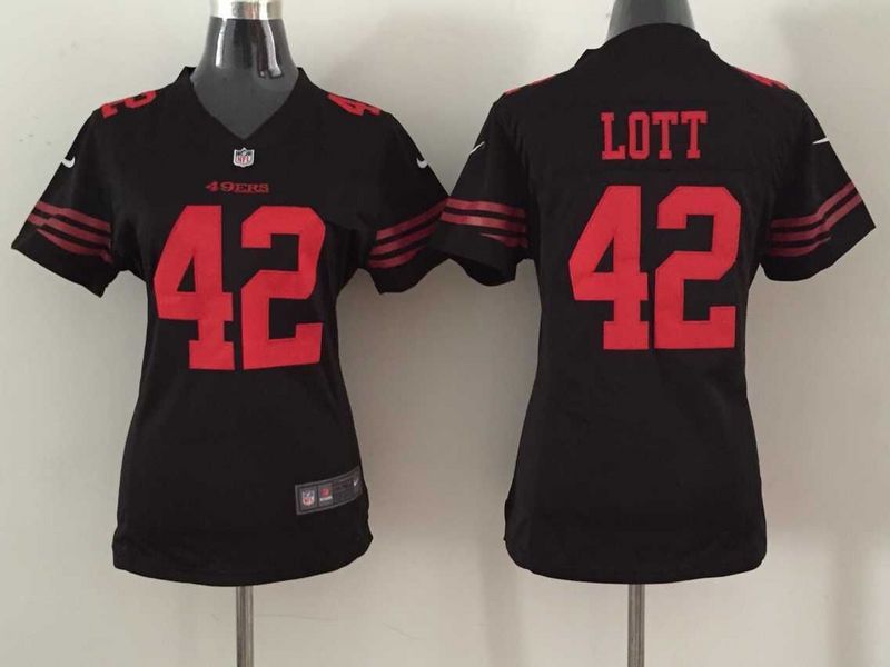 Nike 49ers 42 Lott Black Women Game Jersey - Click Image to Close