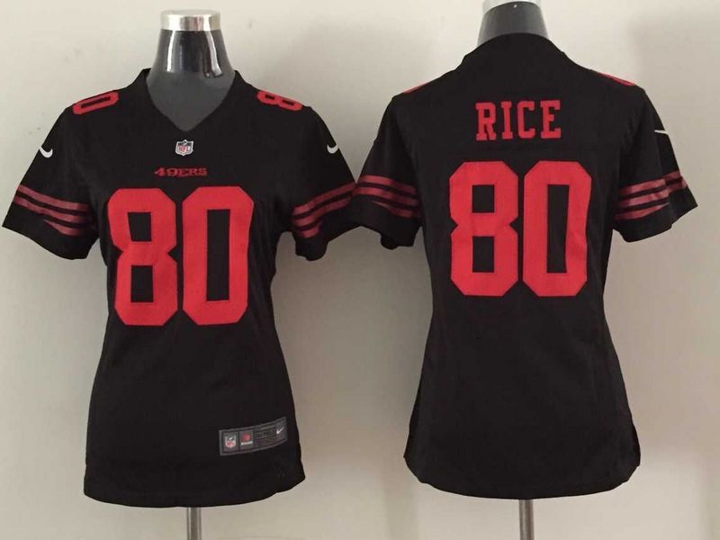 Nike 49ers 80 Rice Black Women Game Jersey