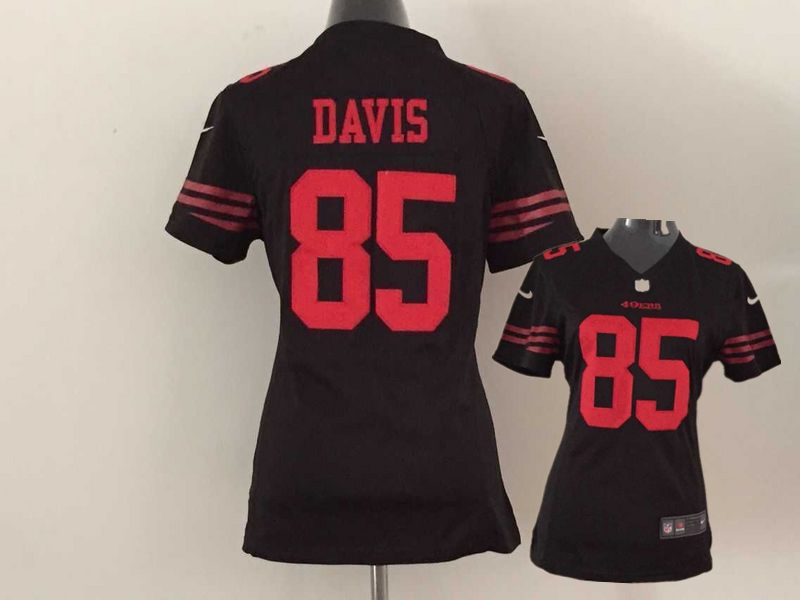 Nike 49ers 85 Davis Black Women Game Jersey
