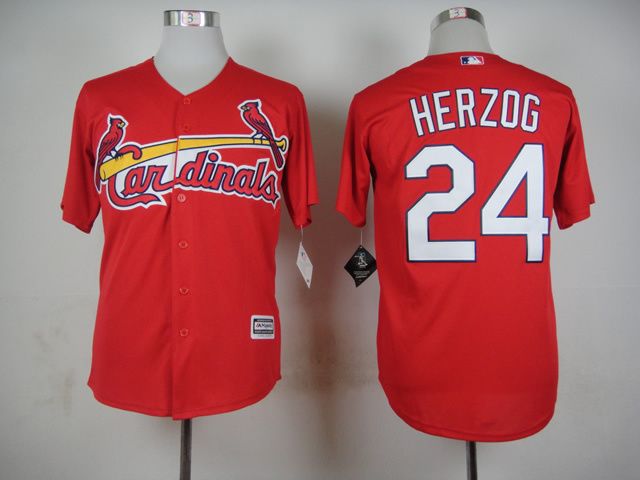 Cardinals 24 Herzog Red New Cool Base Jersey - Click Image to Close