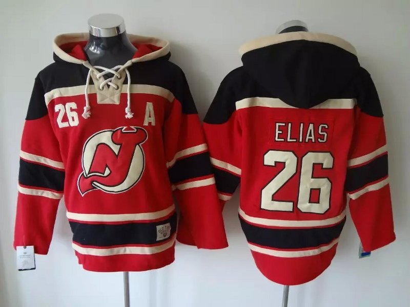 Devils 26 Patrick Elias Red All Stitched Hooded Sweatshirt