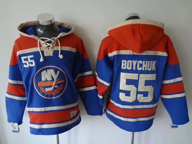 Islanders 55 Johnny Boychuk Blue All Stitched Hooded Sweatshirt