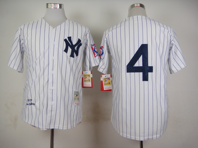 Yankees 4 Lou Gehrig White 1939 Throwback Jersey