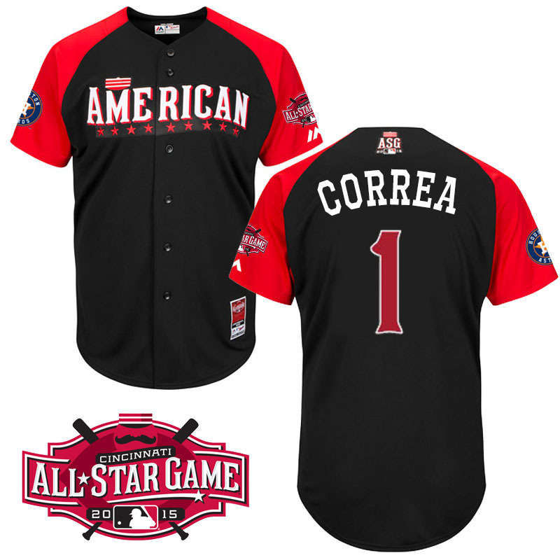 American League Astros 1 Correa Black 2015 All Star Jersey