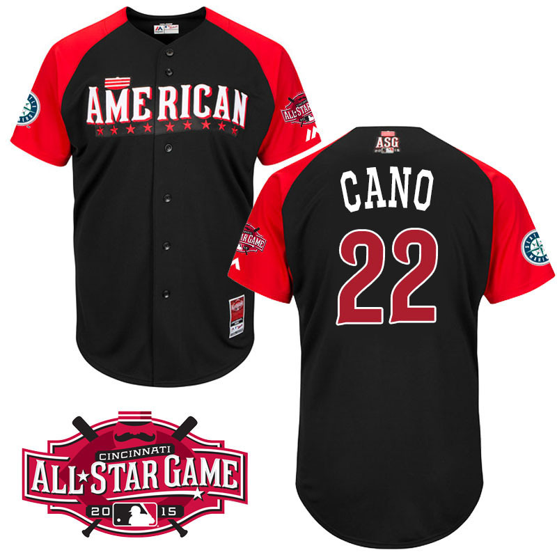 American League Mariners 22 Cano Black 2015 All Star Jersey