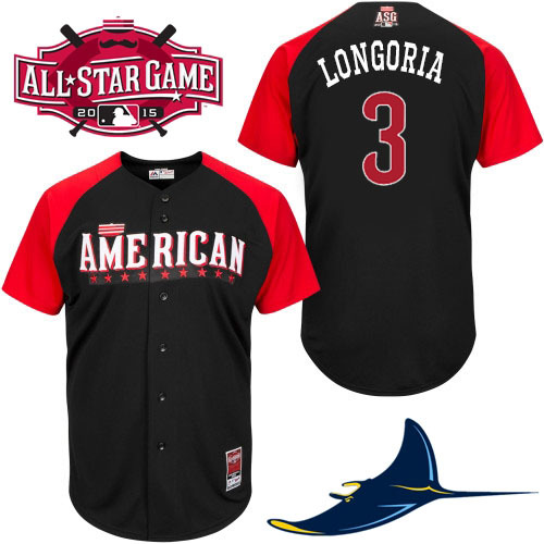 American League Rays 3 Longoria Black 2015 All Star Jersey - Click Image to Close