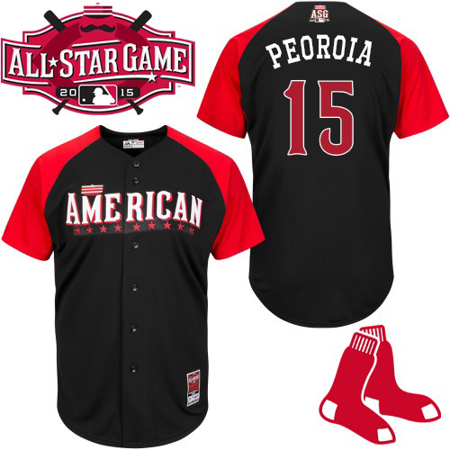 American League Red Sox 15 Pedroia Black 2015 All Star Jersey