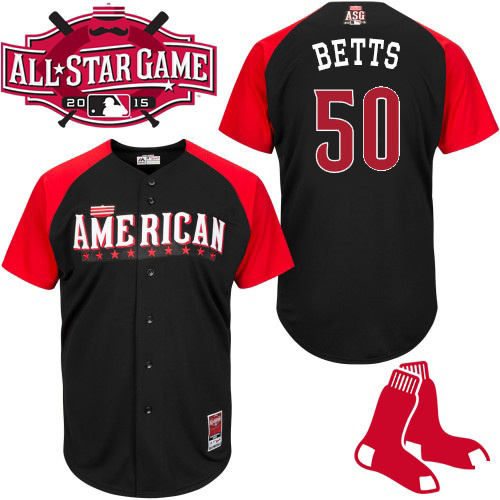 American League Red Sox 50 Betts Black 2015 All Star Jersey