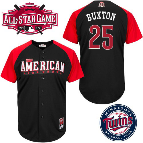 American League Twins 25 Buxton Black 2015 All Star Jersey