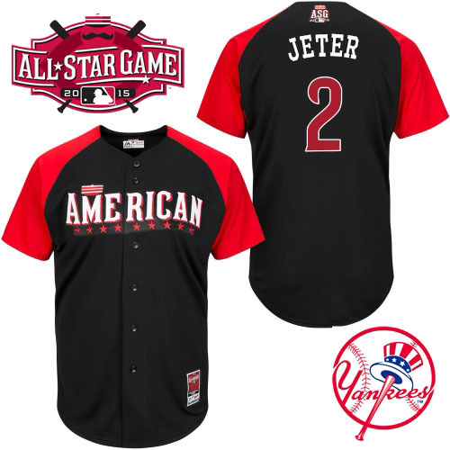 American League Yankees 2 Jeter Black 2015 All Star Jersey