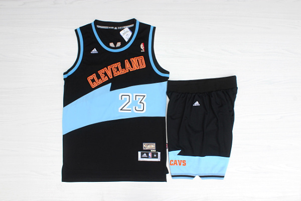 Cavaliers 23 James Black Hardwood Classic Jersey(With Shorts)