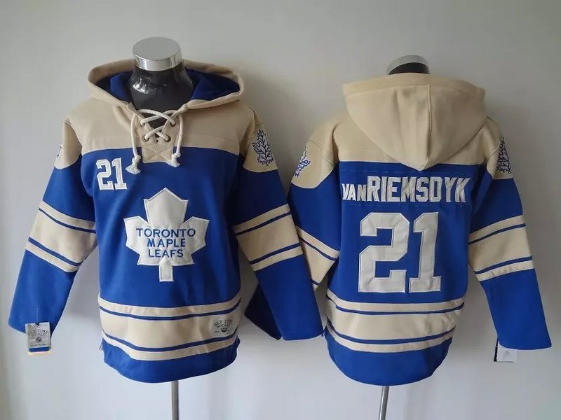 Maple Leafs 21 James vanRiemsdyk Blue All Stitched Hooded Sweatshirt