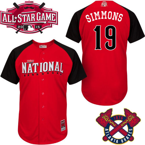 National League Braves 19 Simmons Red 2015 All Star Jersey