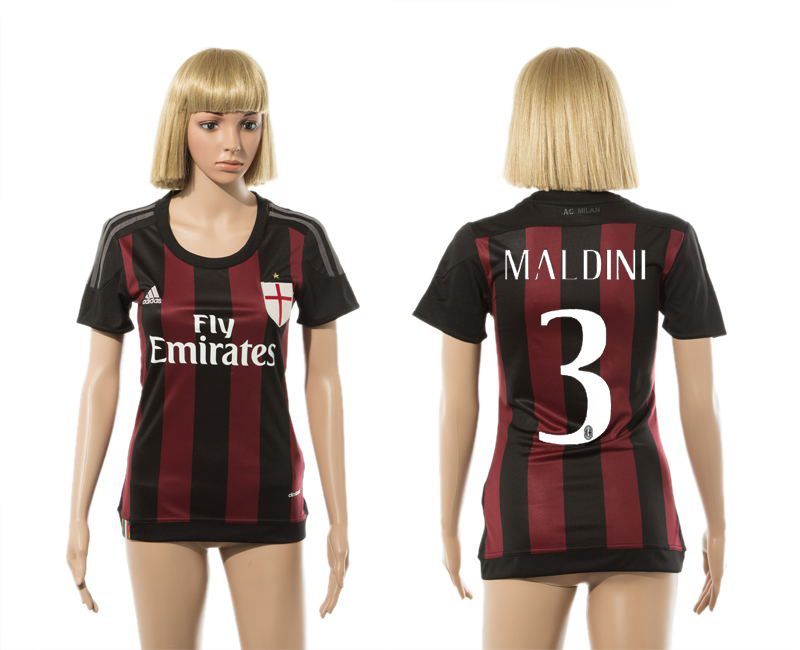 2015-16 AC Milan 3 MALDINI Home Women Jersey