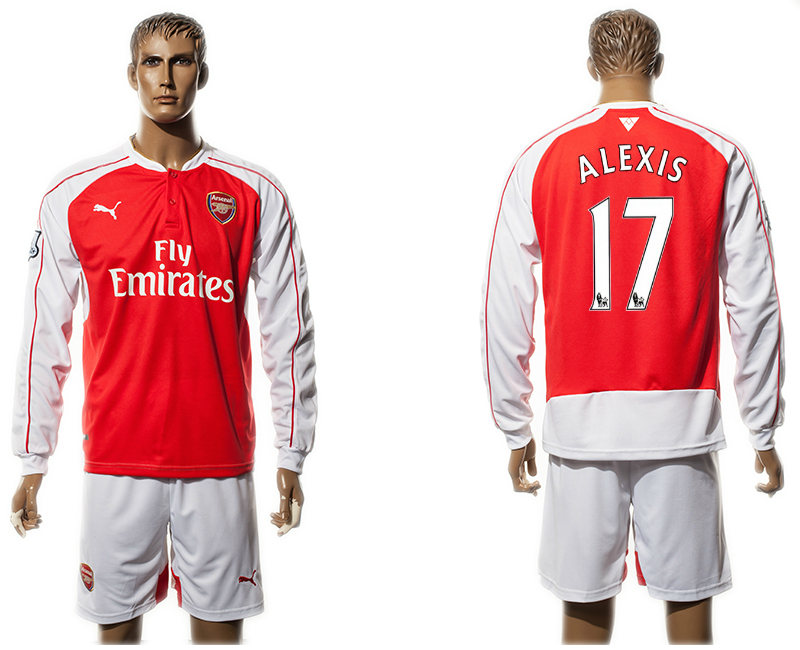 2015-16 Arsenal 17 ALEXIS Home Long Sleeve Jersey