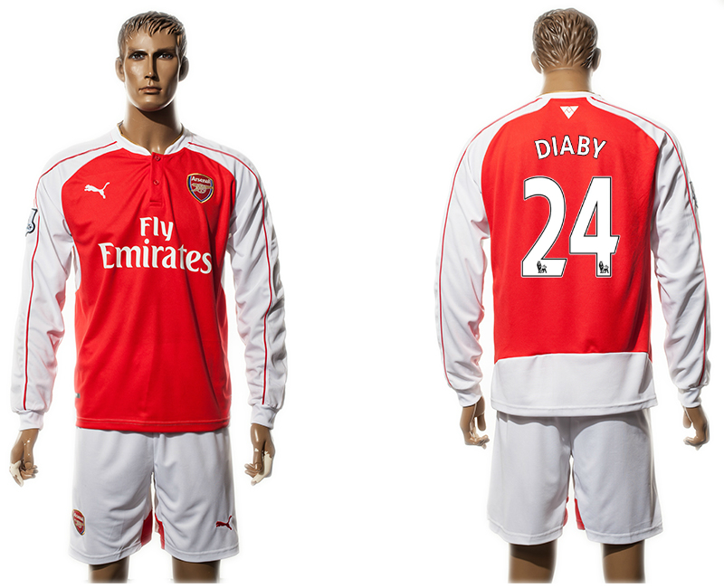 2015-16 Arsenal 24 DIABY Home Long Sleeve Jersey