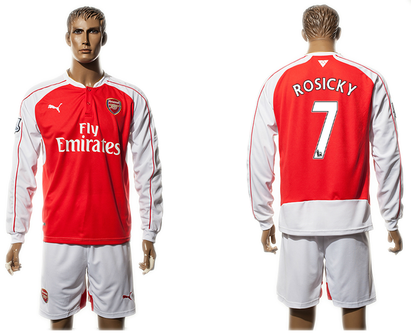 2015-16 Arsenal 7 ROSICKY Home Long Sleeve Jersey