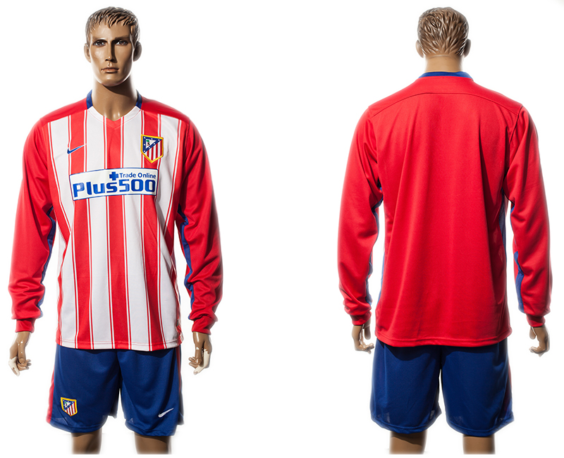 2015-16 Atletico Madrid Home Long Sleeve Jersey