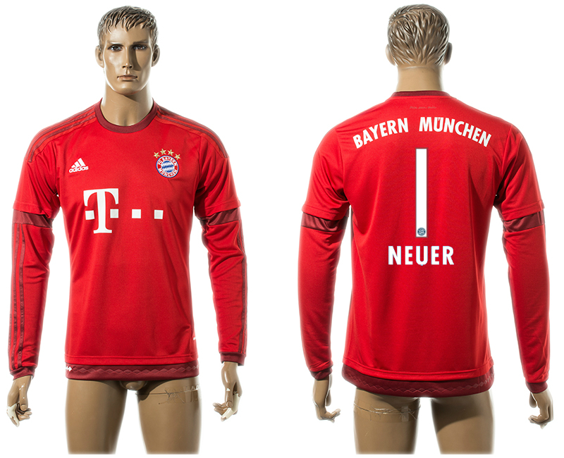 2015-16 Bayern Munchen 1 NEUER Home Long Sleeve Thailand Jersey