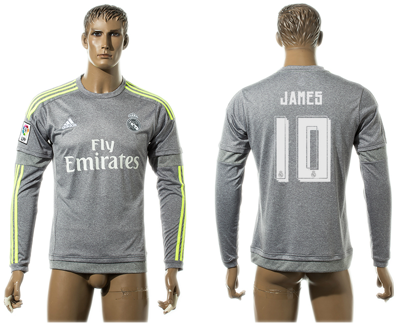 2015-16 Real Madrid 10 JAMES Away Long Sleeve Thailand Jersey