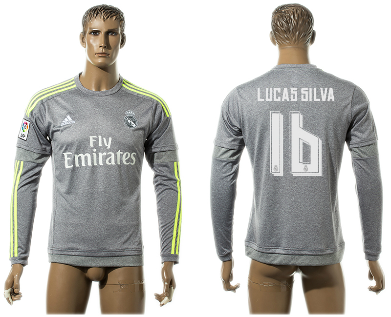 2015-16 Real Madrid 16 LUCAS SILVA Away Long Sleeve Thailand Jersey