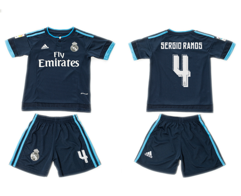 2015-16 Real Madrid 4 SERGIO RAMOS Champions League Away Youth Jersey