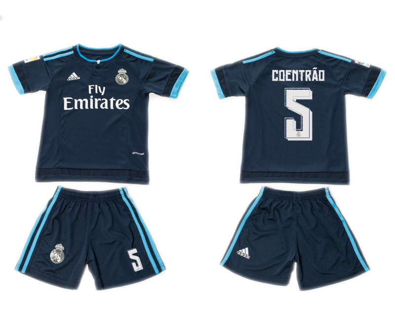 2015-16 Real Madrid 5 COENTRAO Champions League Away Youth Jersey