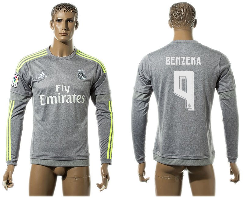 2015-16 Real Madrid 9 BENZEMA Away Long Sleeve Thailand Jersey