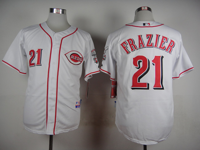 Reds 21 Frazier White Cool Base Jersey