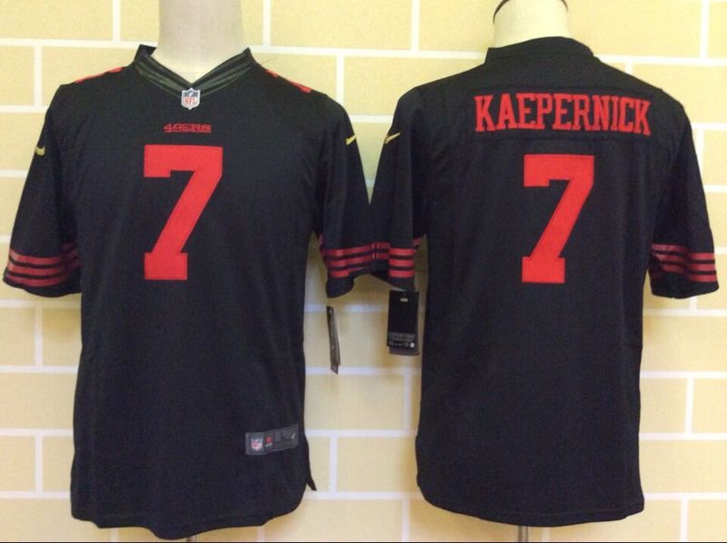 Nike 49ers 7 Kaepernick Black Youth Limited Jersey