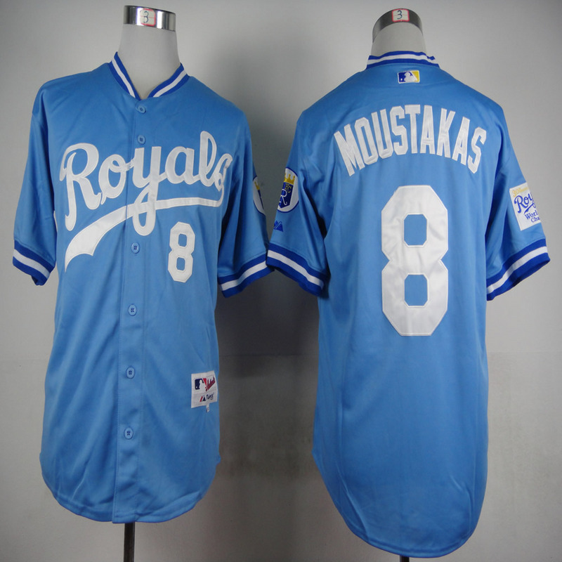 Royals 8 Moustakas Light Blue 1985 Turn Back The Clock Jersey