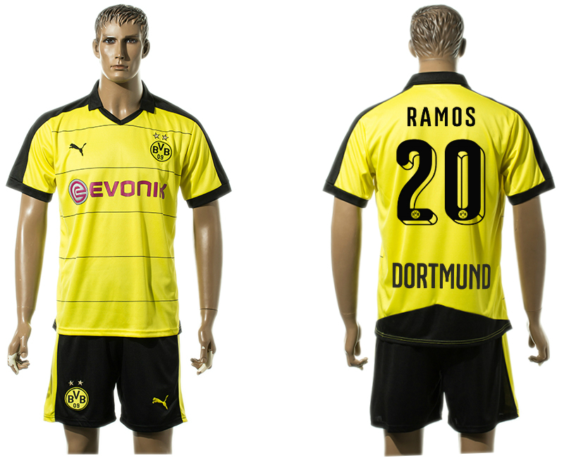2015-16 Dortmund 20 RAMOS Home Jersey